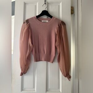 Sheer-sleeved sweater